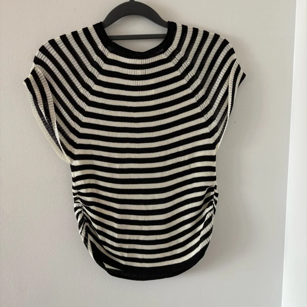 FREE PEOPLE Slinky‎ Baby Tee Black White Striped Combo Size M NWT Bloggers’ Fav!